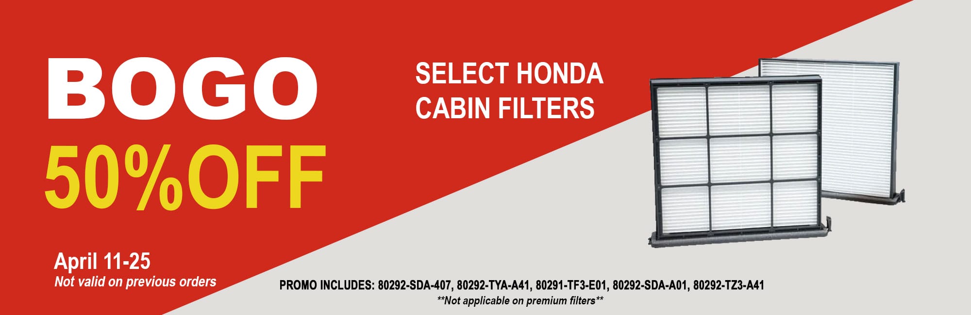 BOGO 50% OFF Select Honda Cabin Filter