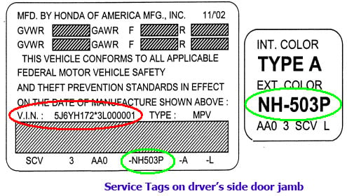 Honda Vin Identification Chart