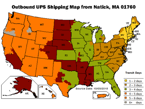 UPS Map In-Transit Time